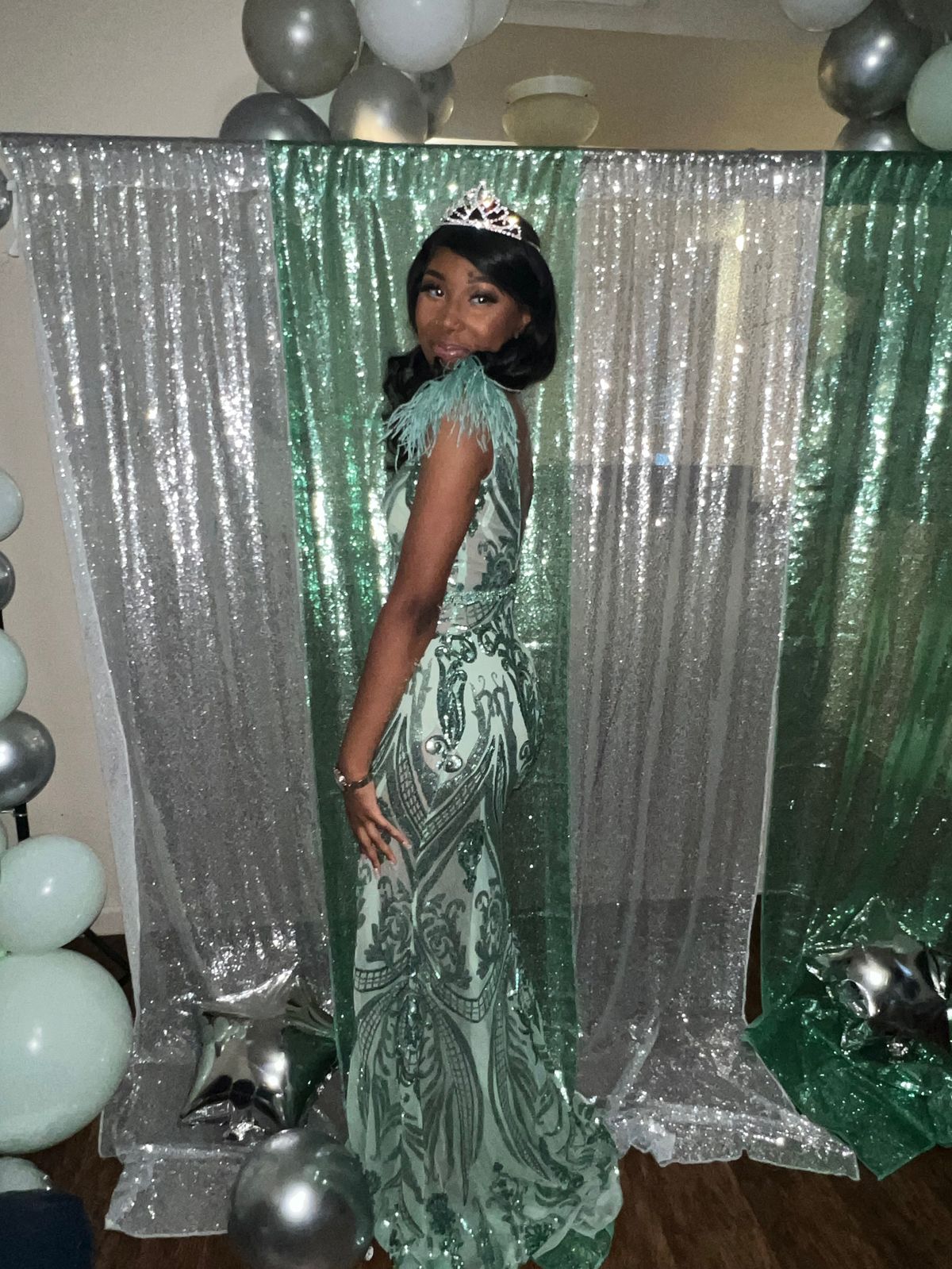 Jovani Size 4 Prom Green A-line Dress on Queenly