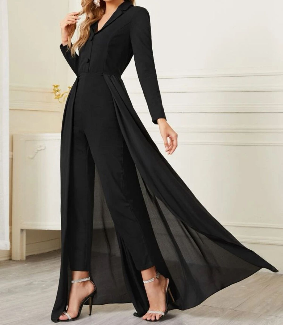 Size L Black Formal Jumpsuit on Queenly