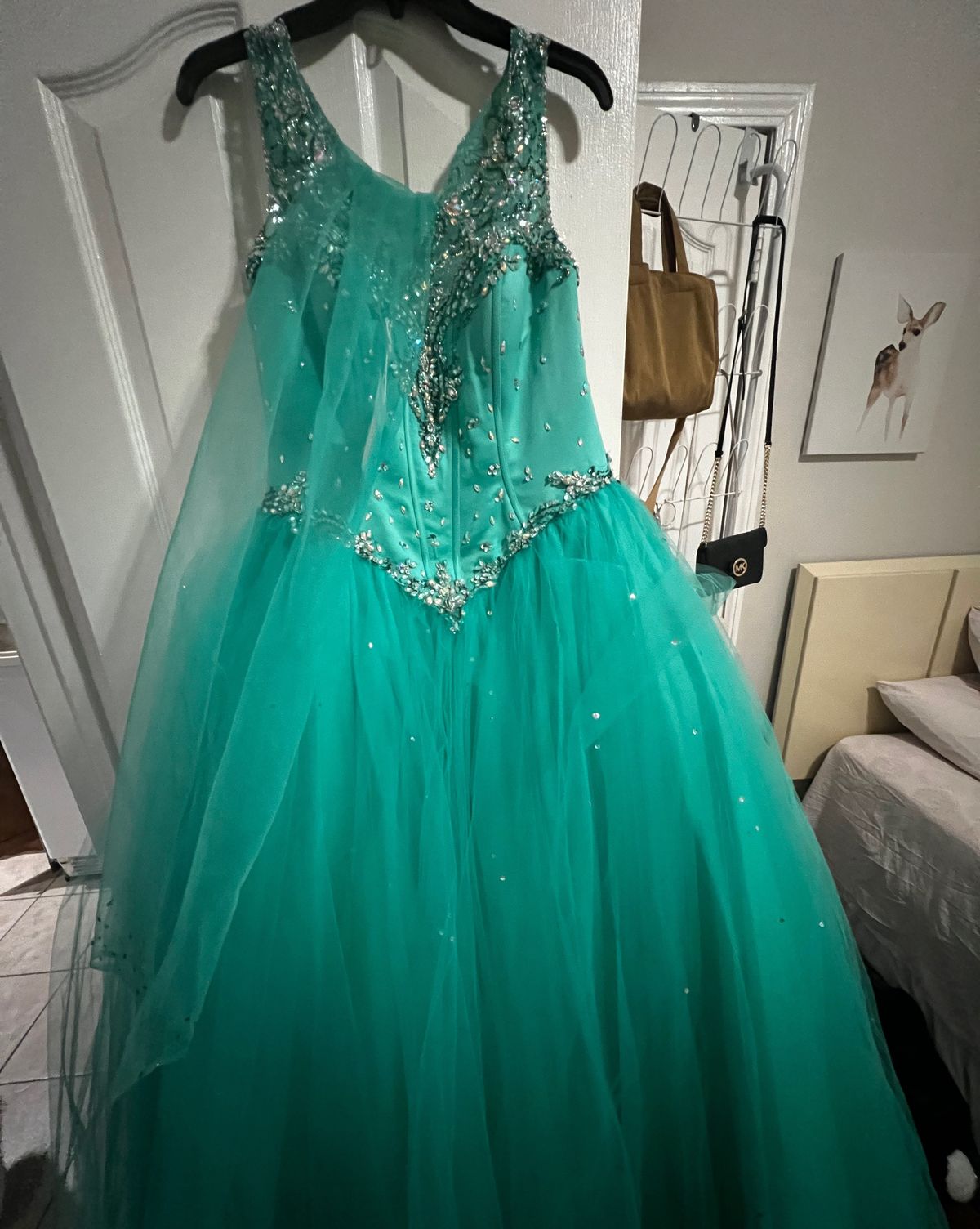 MoriLee Size 12 Green Ball Gown on Queenly