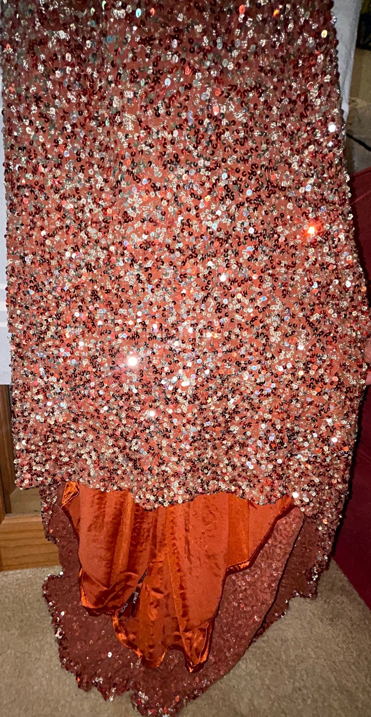 Scala Size 4 Prom Plunge Orange Dress With Train on Queenly
