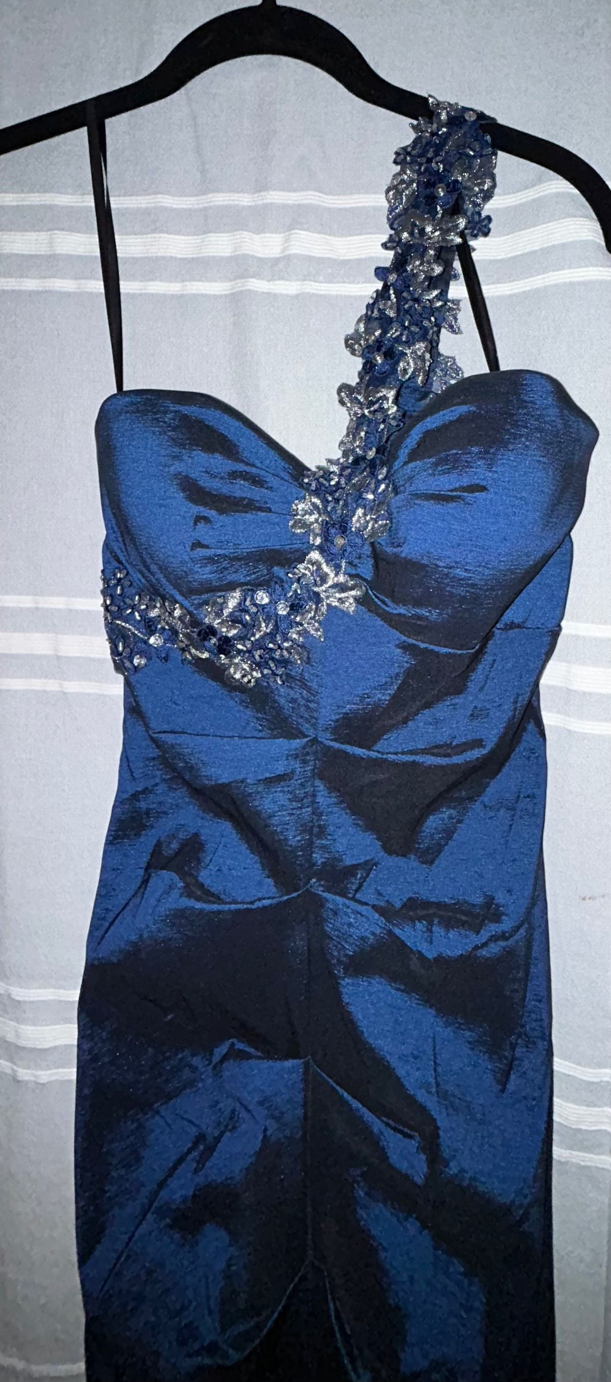 Xscape Size 4 Prom Strapless Sequined Royal Blue Dress With Train on Queenly