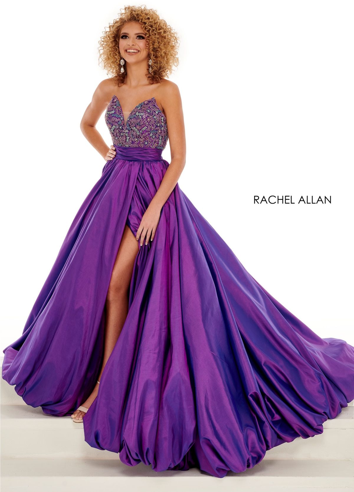 Rachel Allan Size 12 Prom Strapless Sequined Purple Ball Gown on Queenly