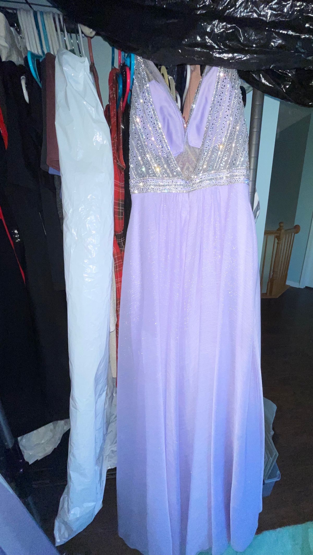Size 0 Prom Plunge Light Purple Side Slit Dress on Queenly