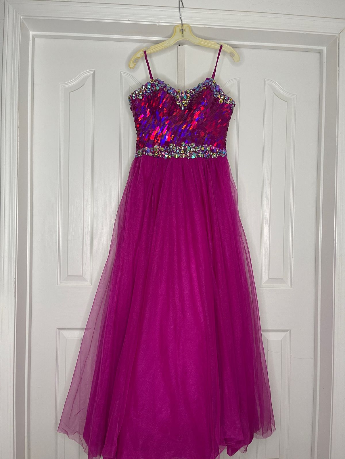 Flirt by Maggie Soterro Size 6 Pageant Strapless Sequined Pink Ball Gown on Queenly