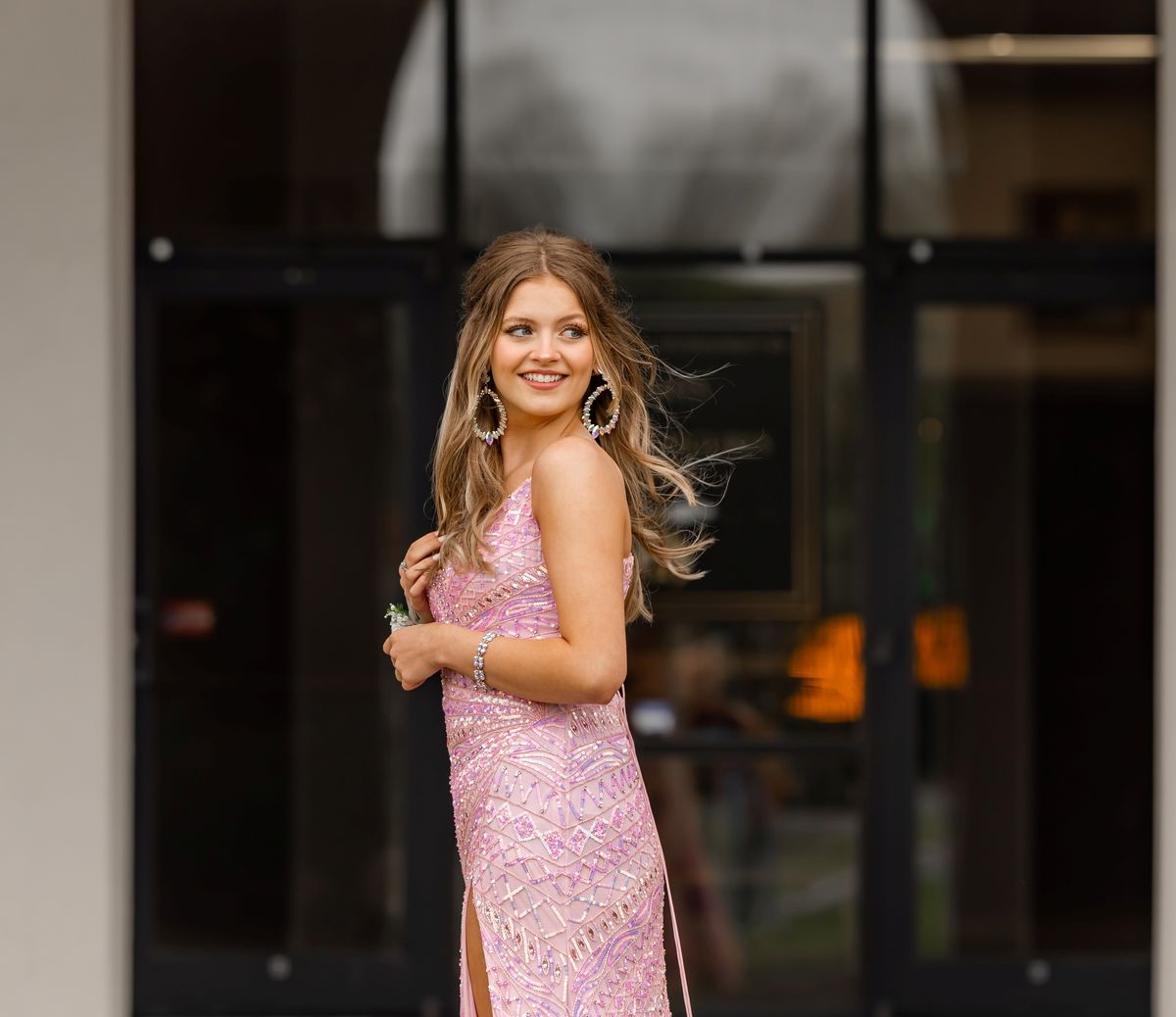 Rachel Allan Size 4 Bridesmaid Plunge Sequined Light Pink Side Slit Dress on Queenly