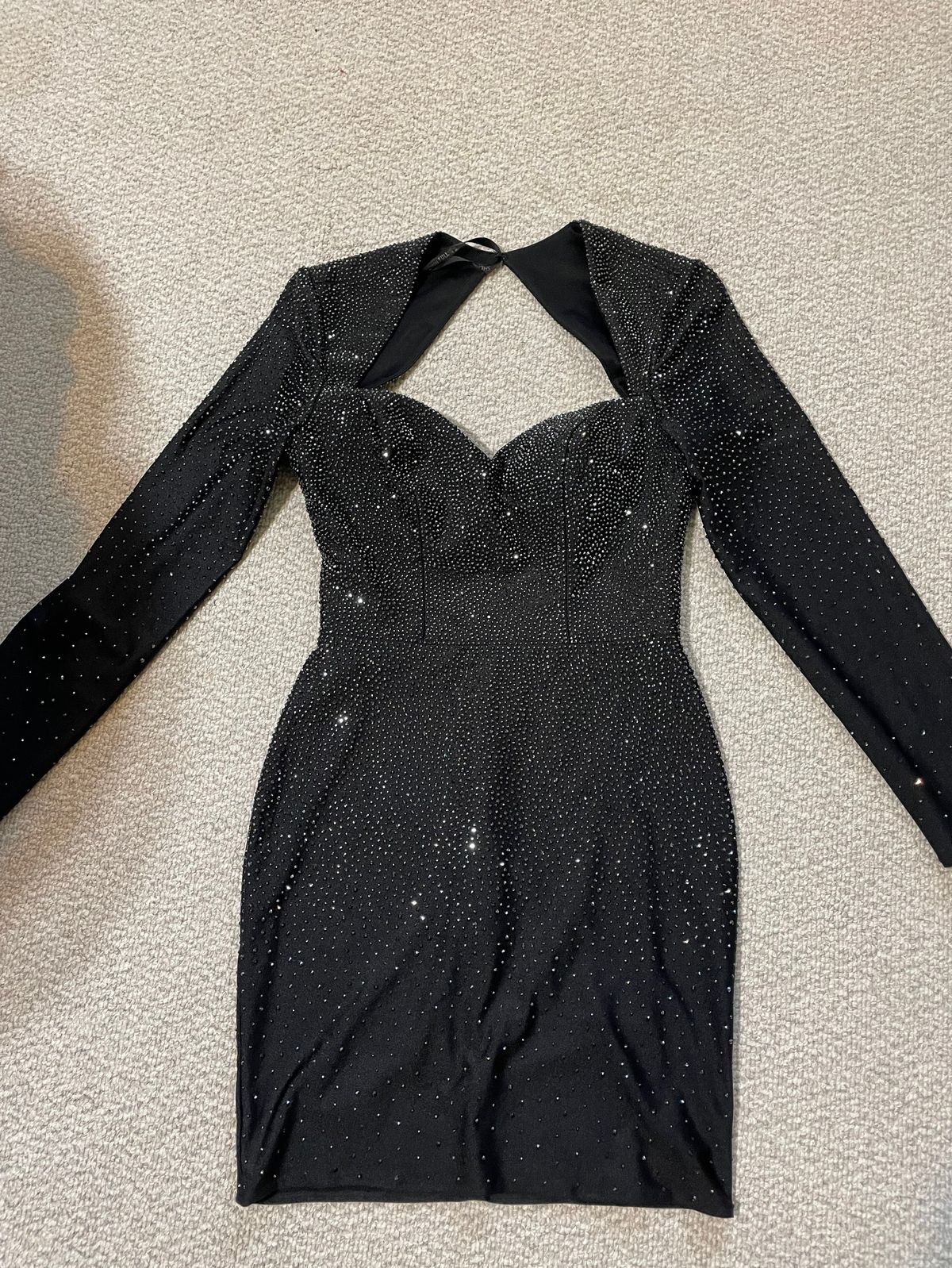 Sherri Hill Size 6 Homecoming Long Sleeve Sequined Black Cocktail Dress on Queenly