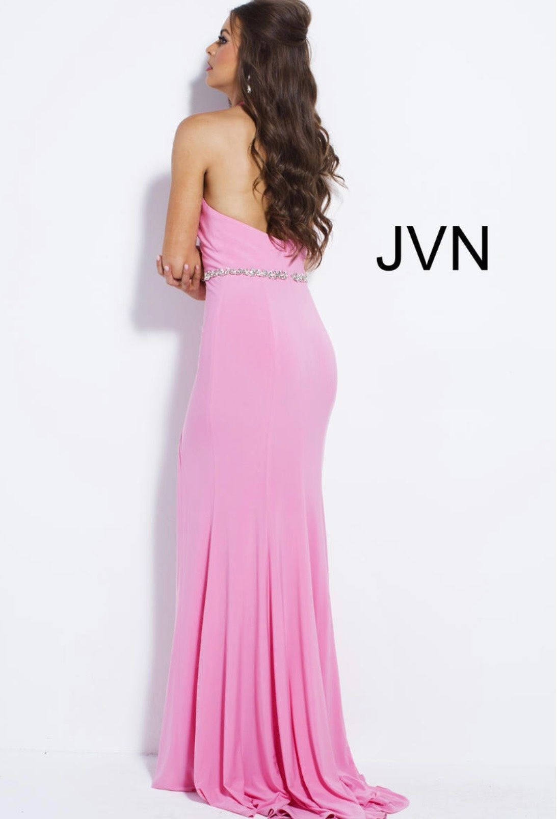 Jovani Size 4 Bridesmaid Plunge Light Pink Floor Length Maxi on Queenly
