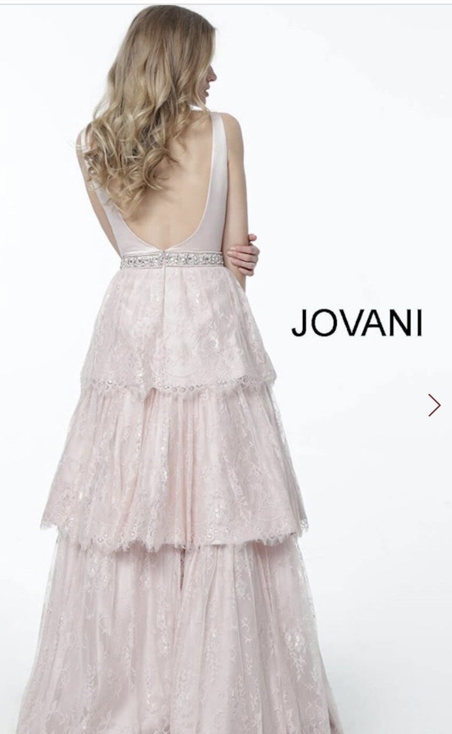 Jovani Size 4 Bridesmaid Plunge Lace Light Pink Ball Gown on Queenly