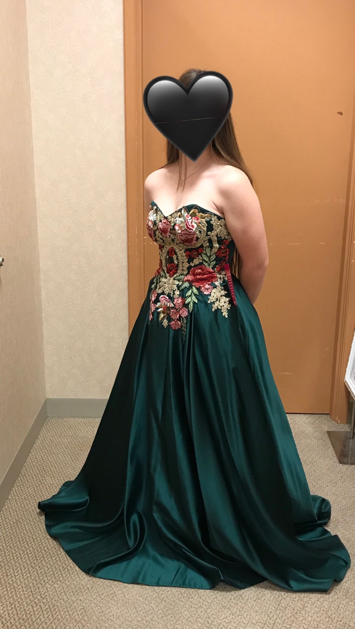 Blondie Nites Size 4 Prom Strapless Floral Green Ball Gown on Queenly