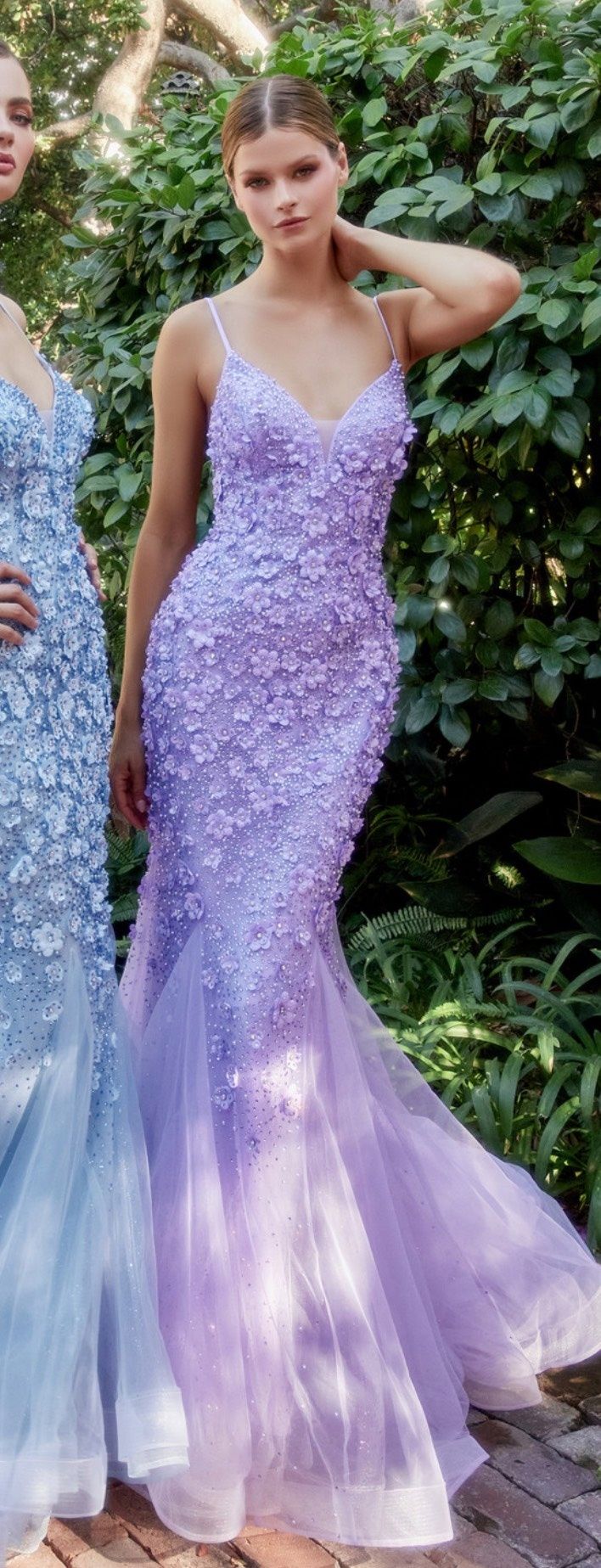 Andrea & Leo Couture Size 2 Bridesmaid Plunge Sequined Light Purple Mermaid Dress on Queenly