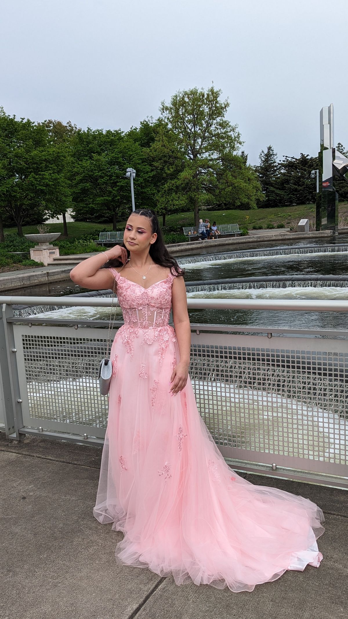 Ashley Rene  Size 2 Prom Off The Shoulder Sheer Light Pink Ball Gown on Queenly