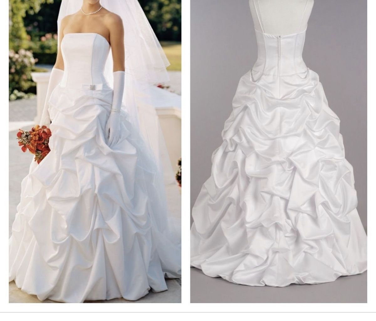 Size 14 Strapless White Ball Gown on Queenly