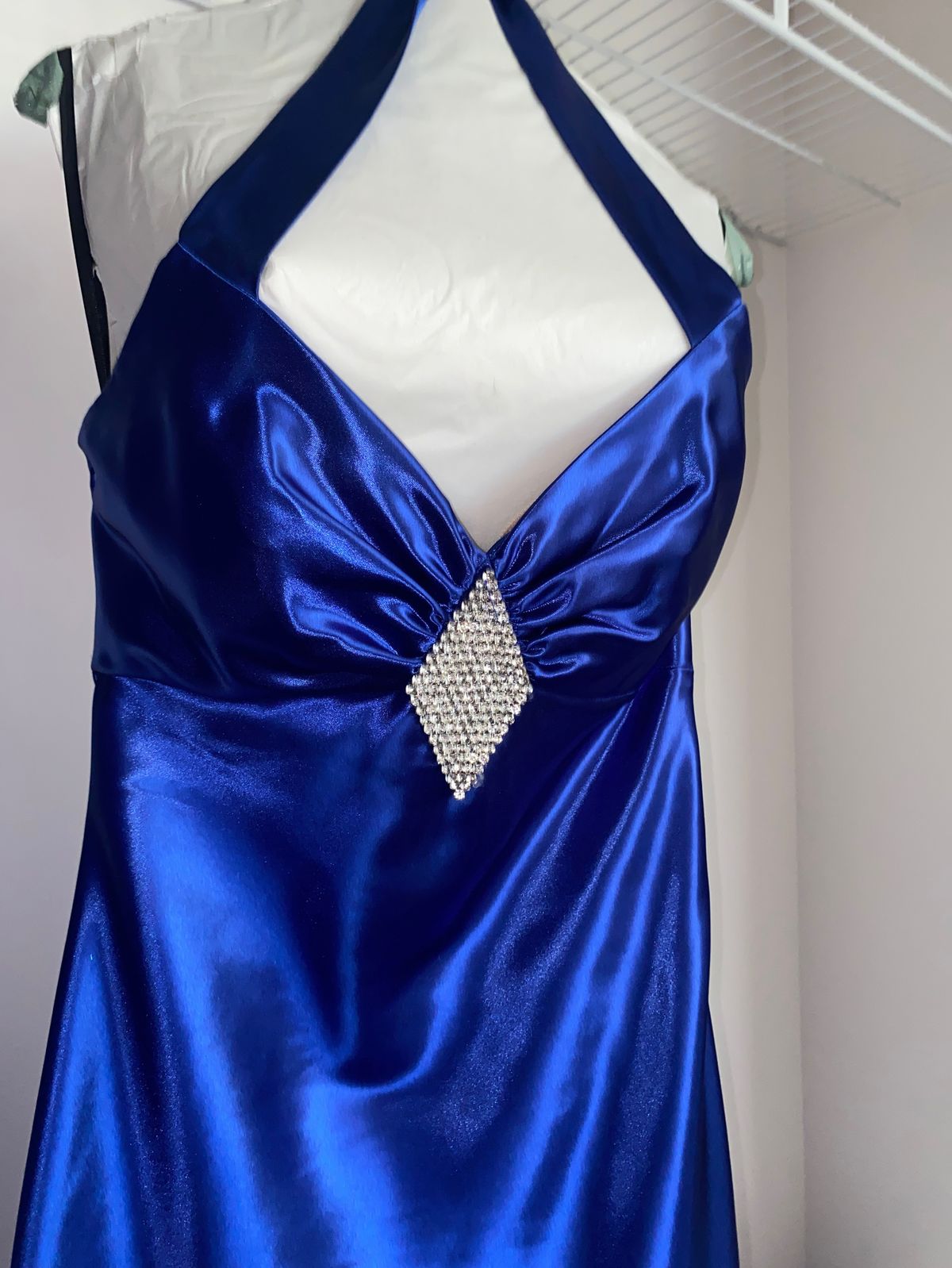 Jessica McClintock Size 10 Prom Halter Blue Floor Length Maxi on Queenly
