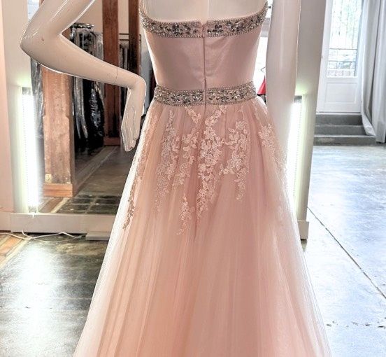 Ritzee Size 2 Prom Strapless Lace Pink Dress With Train on Queenly