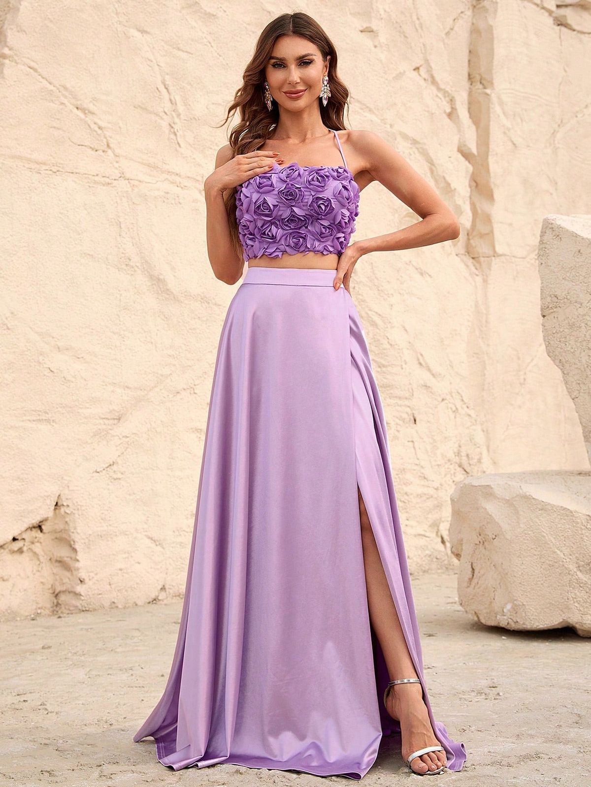 Style FSWU9019 Faeriesty Size S Purple Side Slit Dress on Queenly