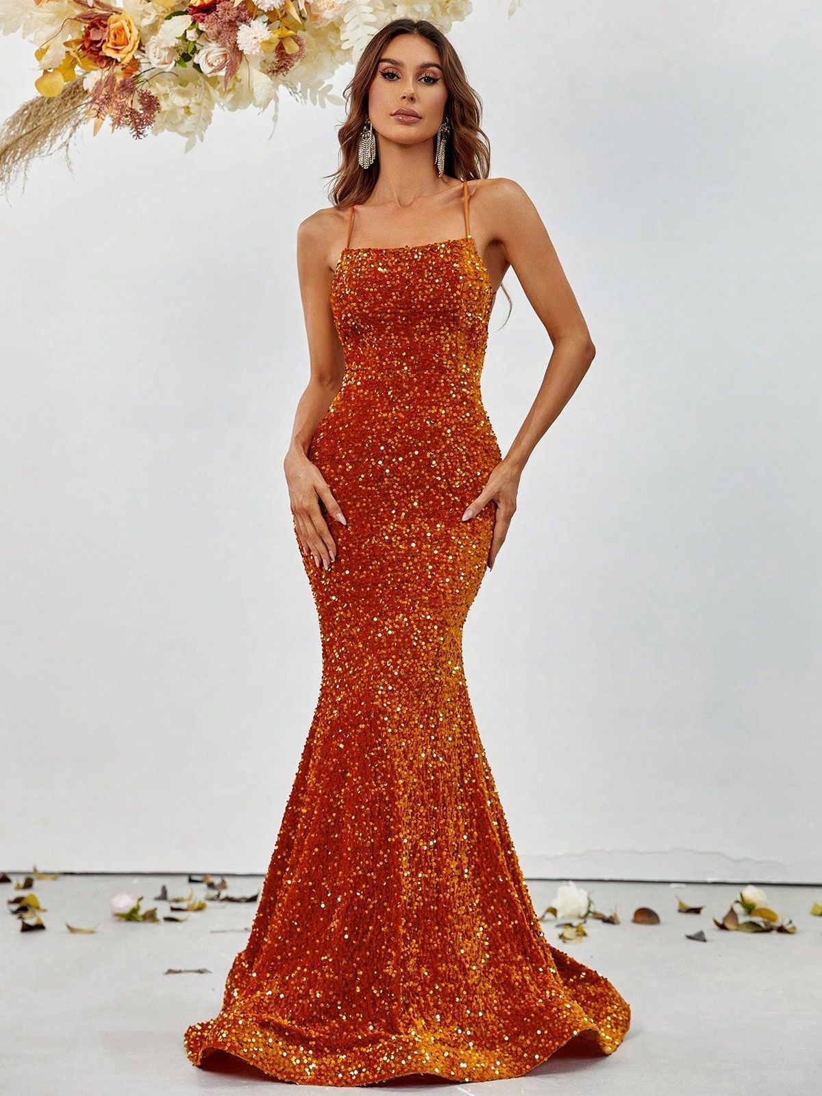 Style FSWD0586 Faeriesty Size L Orange Mermaid Dress on Queenly