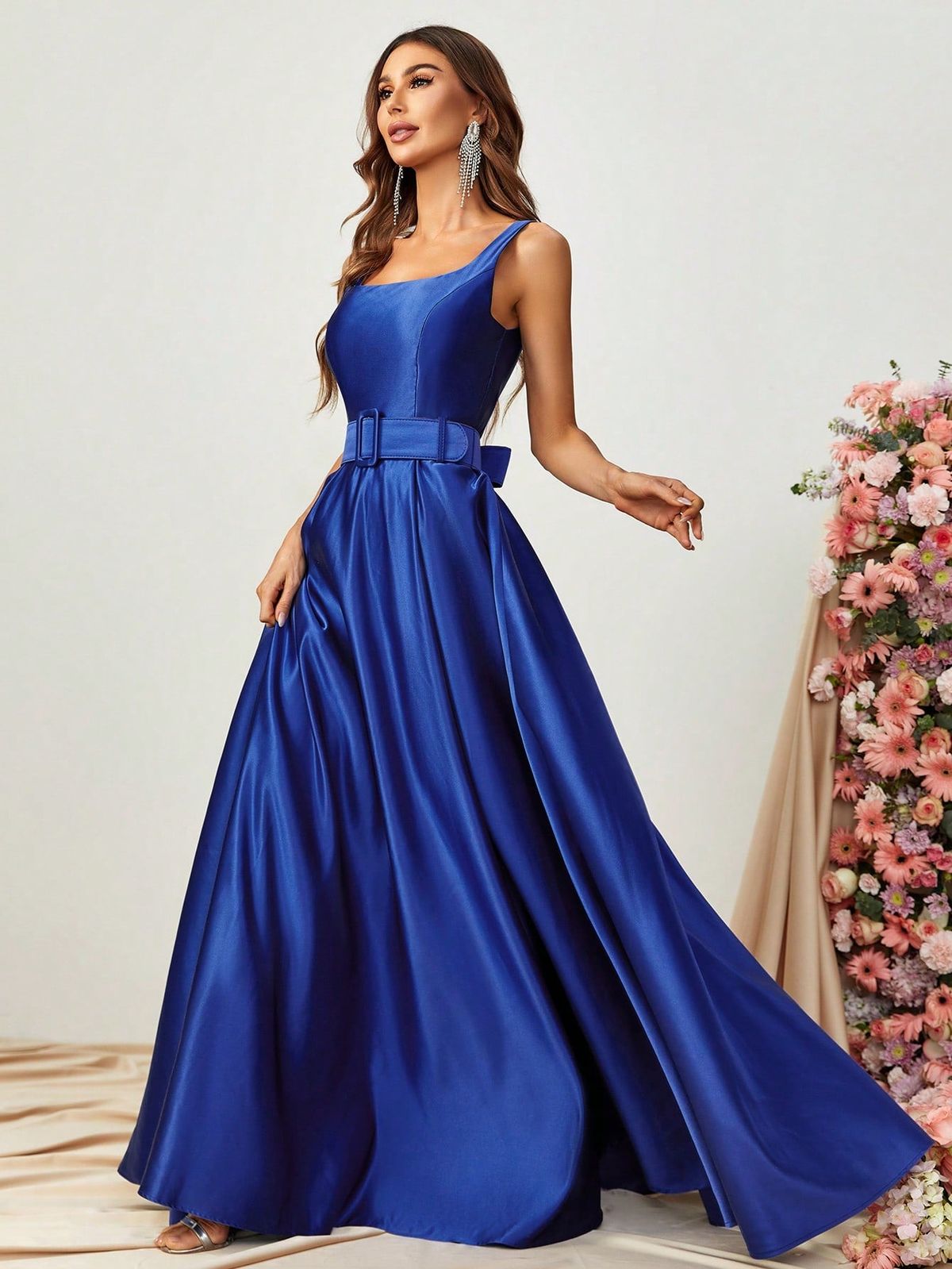 Style FSWD1337 Faeriesty Size L High Neck Royal Blue A-line Dress on Queenly