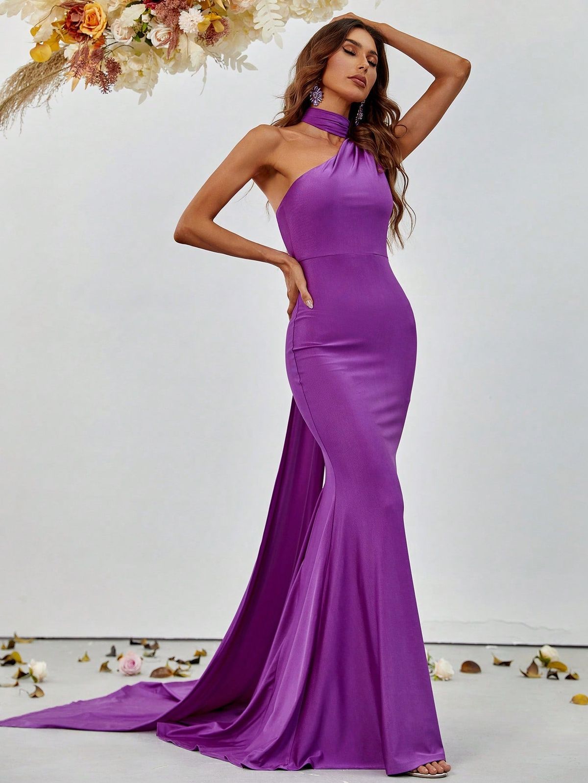 Style FSWD1309 Faeriesty Size XS Nightclub One Shoulder Purple Mermaid Dress on Queenly