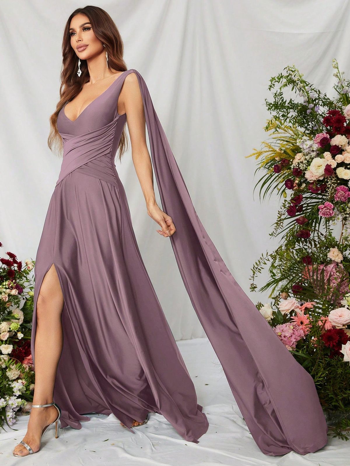 Style FSWD0772 Faeriesty Size M Purple Side Slit Dress on Queenly
