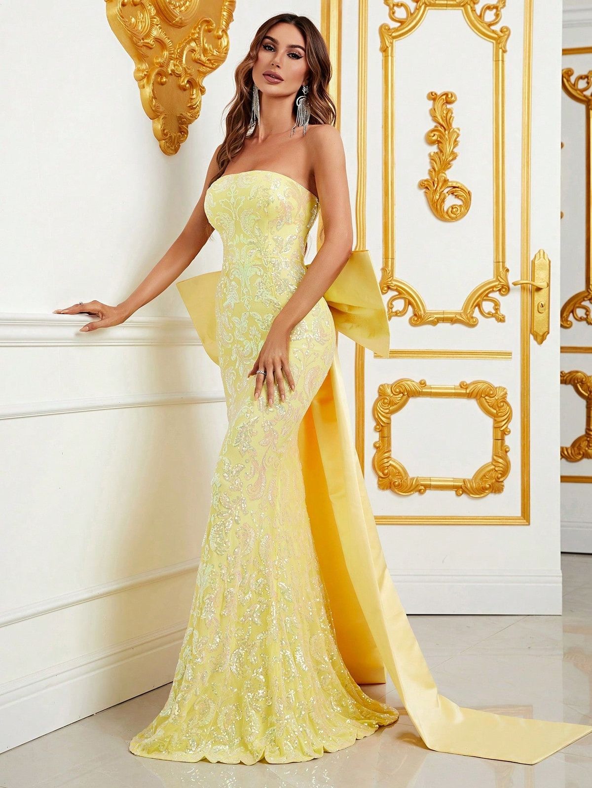 Style FSWD0595 Faeriesty Size XS Nightclub Yellow Mermaid Dress on Queenly