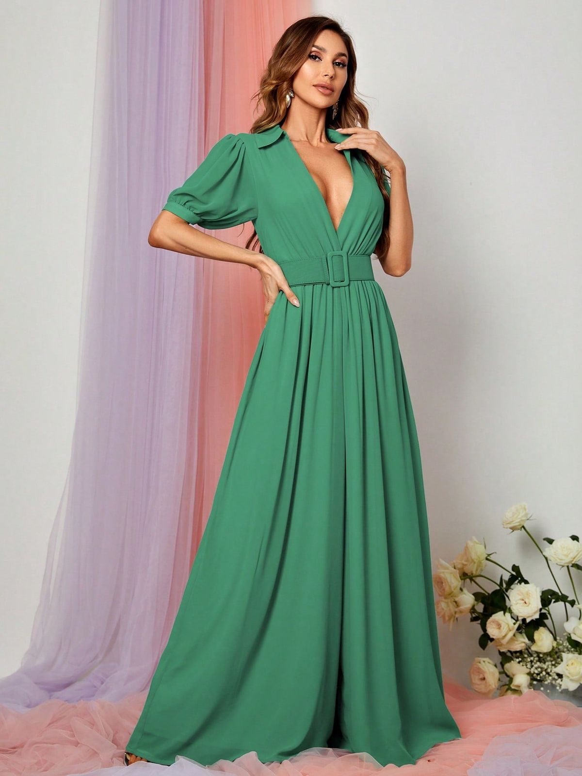 Style FSWB7034 Faeriesty Size XS Green Formal Jumpsuit on Queenly