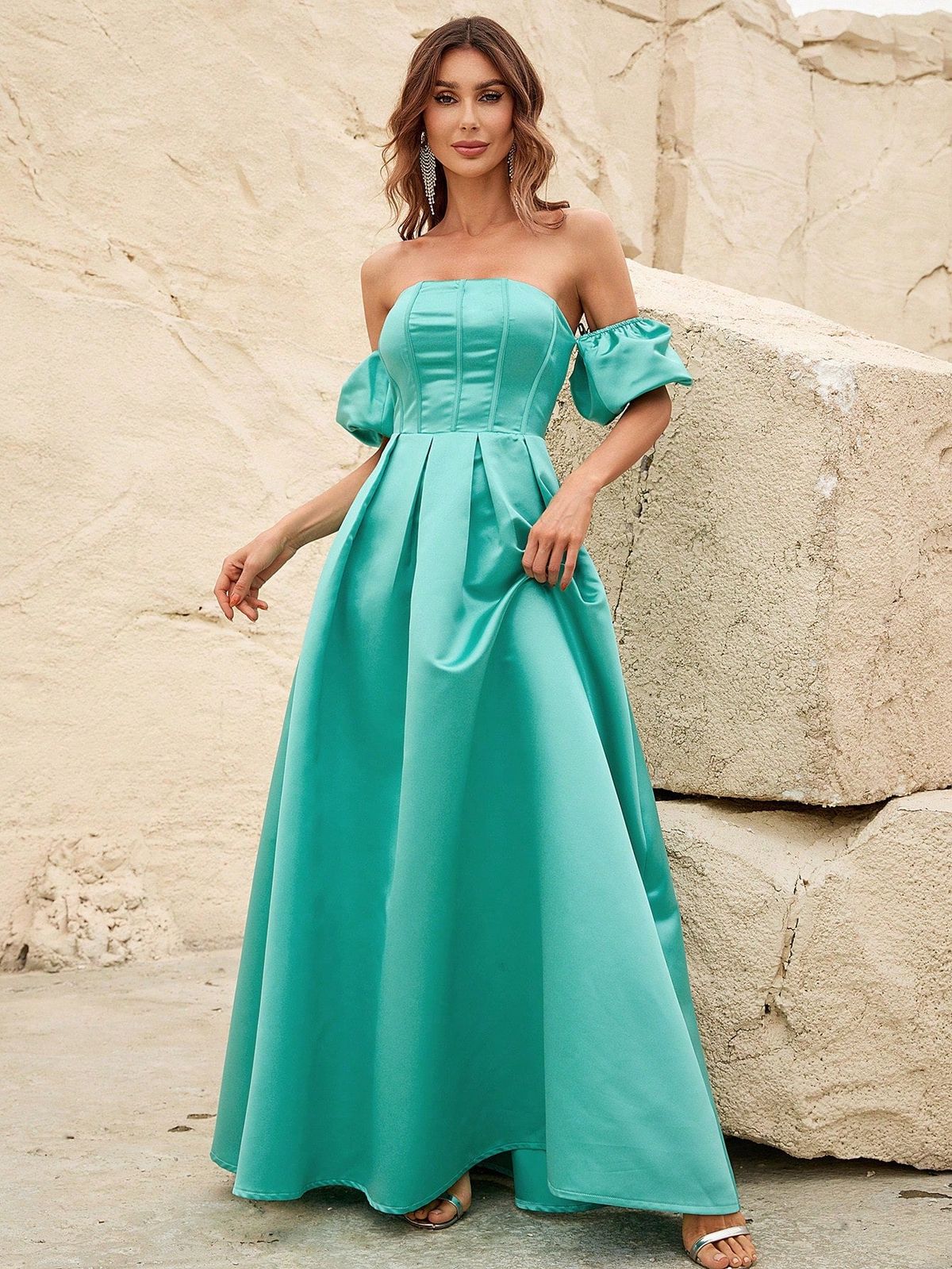 Style FSWD0793 Faeriesty Size XS Off The Shoulder Green Floor Length Maxi on Queenly