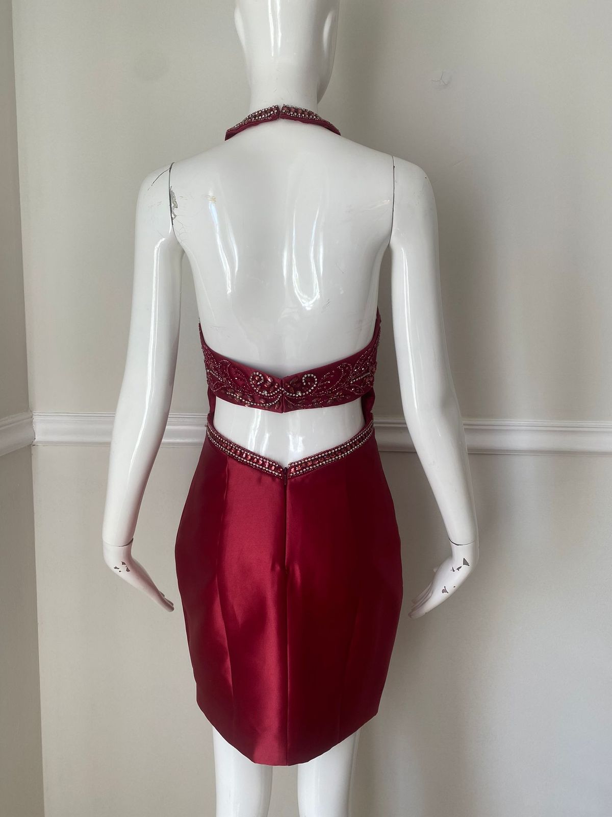 Style 6136 Vienna Size 2 Prom Halter Red Cocktail Dress on Queenly