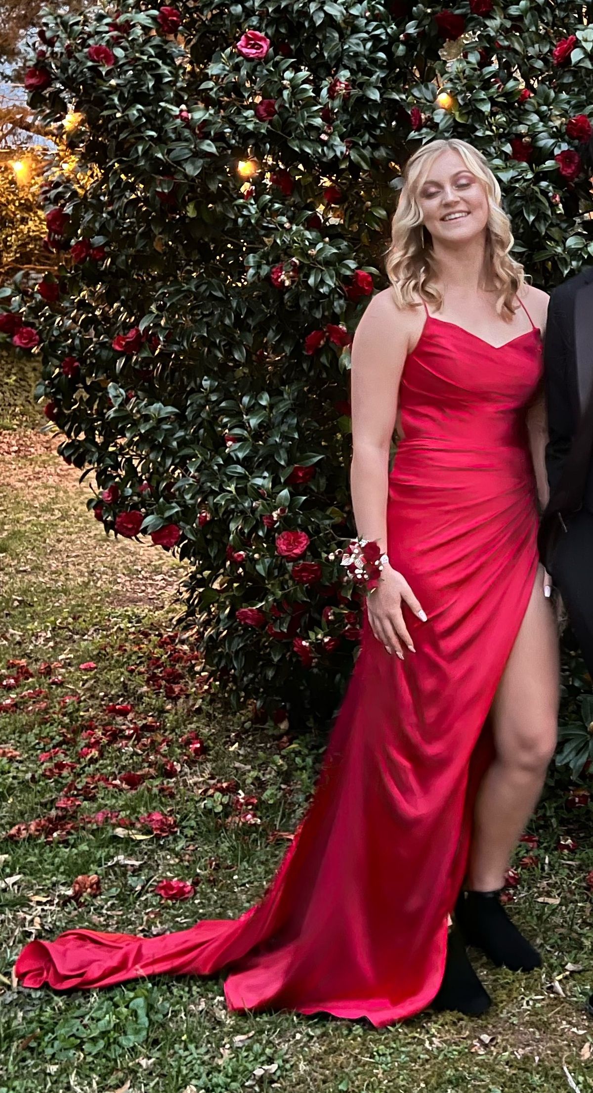 Sherri Hill Size 4 Bridesmaid Red Side Slit Dress on Queenly