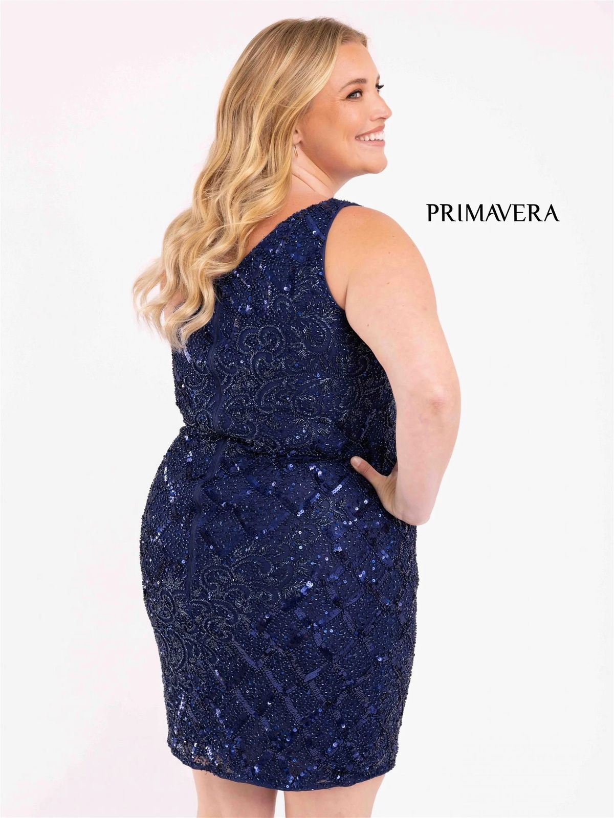 Style 3885 Primavera Size 14 Blue Cocktail Dress on Queenly