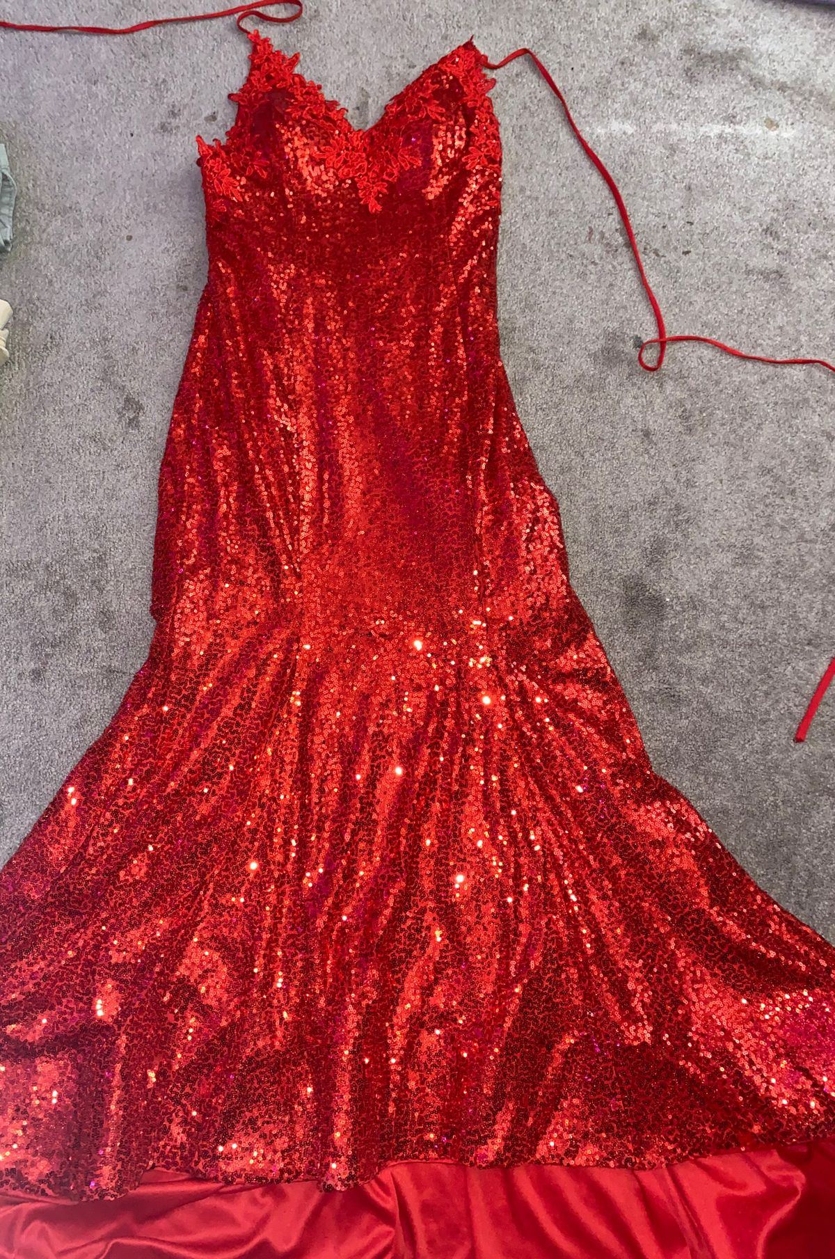 Size S Prom Plunge Red Mermaid Dress on Queenly