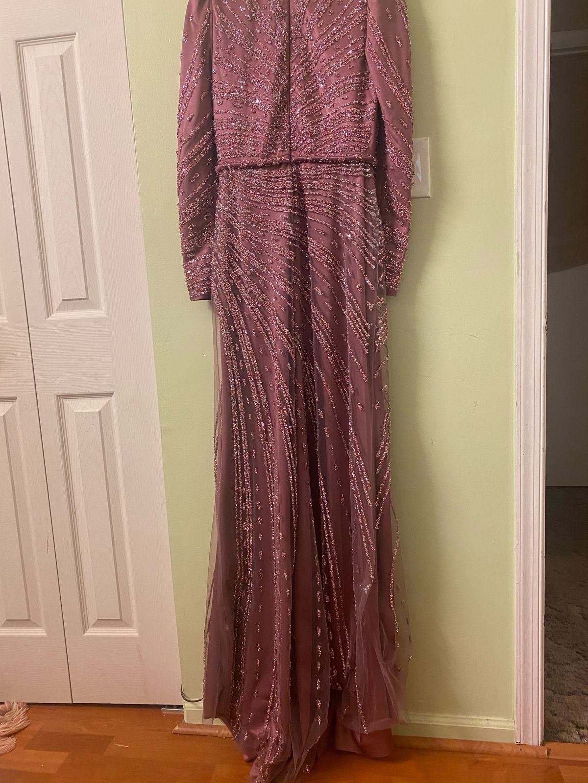 Size 6 Wedding Guest Long Sleeve Pink A-line Dress on Queenly