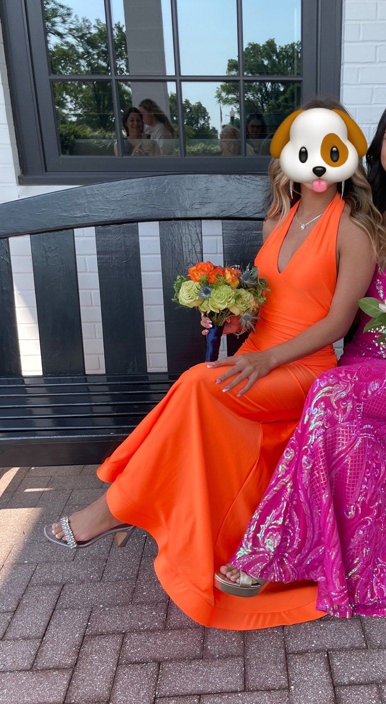 Size 0 Prom Orange Mermaid Dress on Queenly