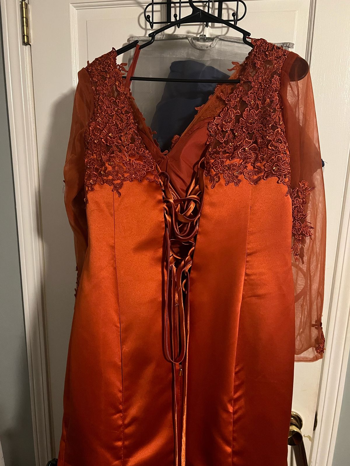 Plus Size 16 Prom Orange Mermaid Dress on Queenly