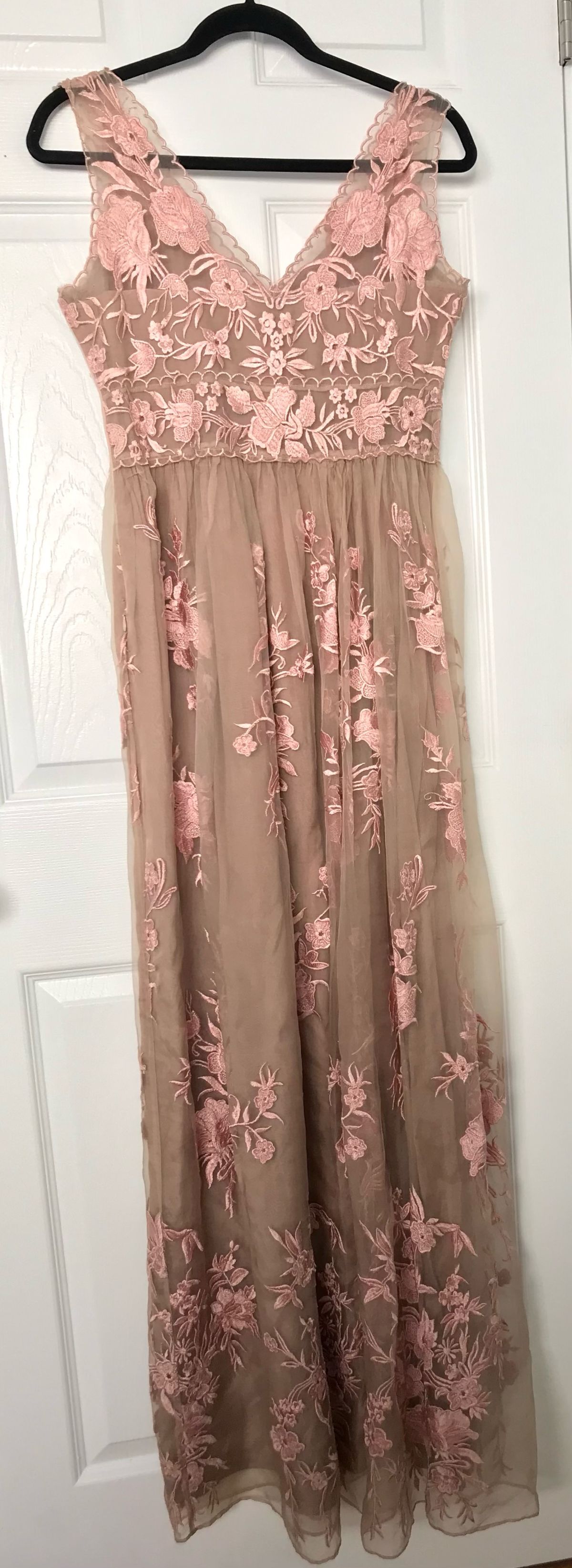 BHLDN Size 4 Plunge Floral Pink Floor Length Maxi on Queenly