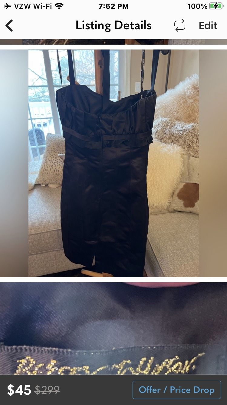 Betsy Johnson Size 4 Homecoming Strapless Satin Black Cocktail Dress on Queenly