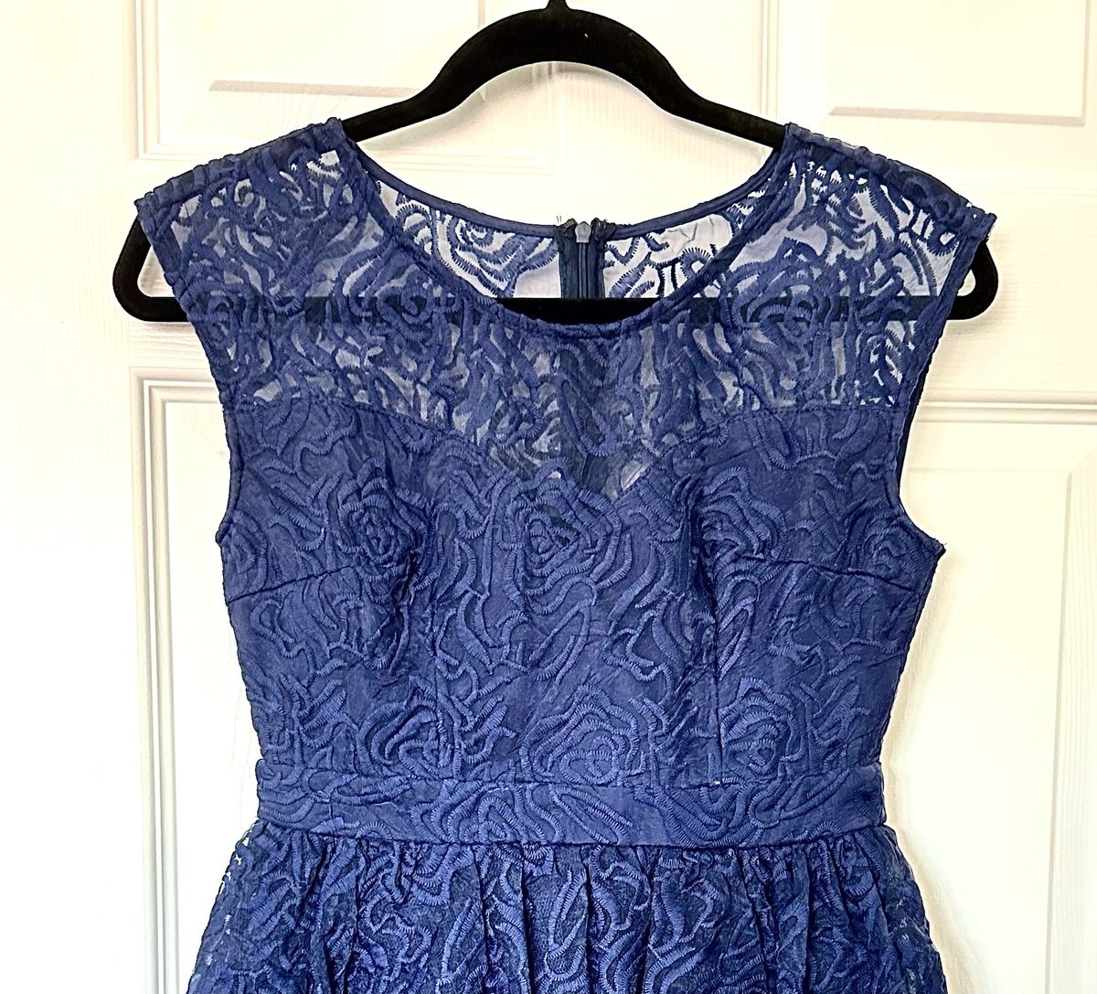 Maniju Size S Prom Sheer Navy Blue Cocktail Dress on Queenly