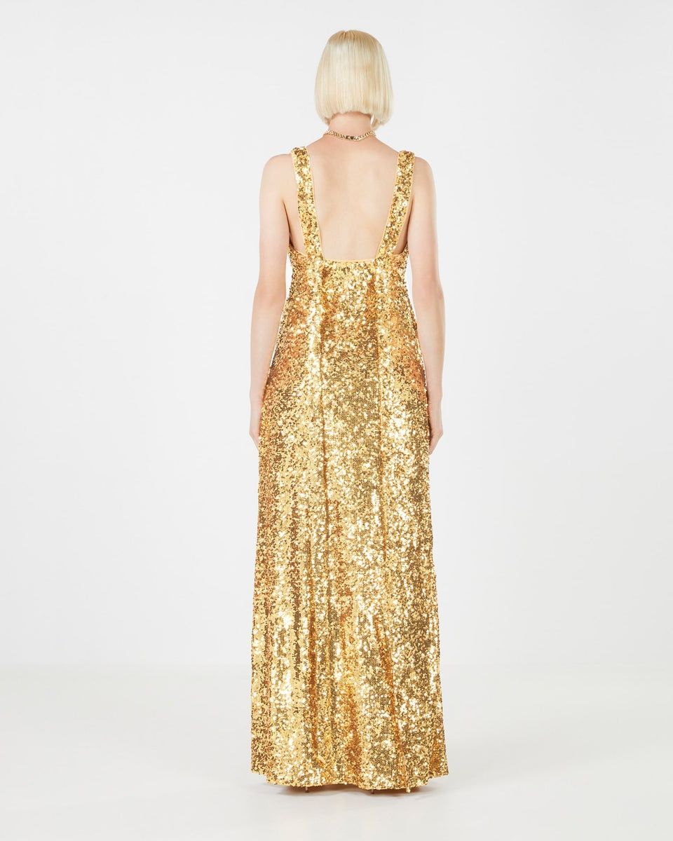 BCBG Plus Size 16 Prom Plunge Gold Side Slit Dress on Queenly