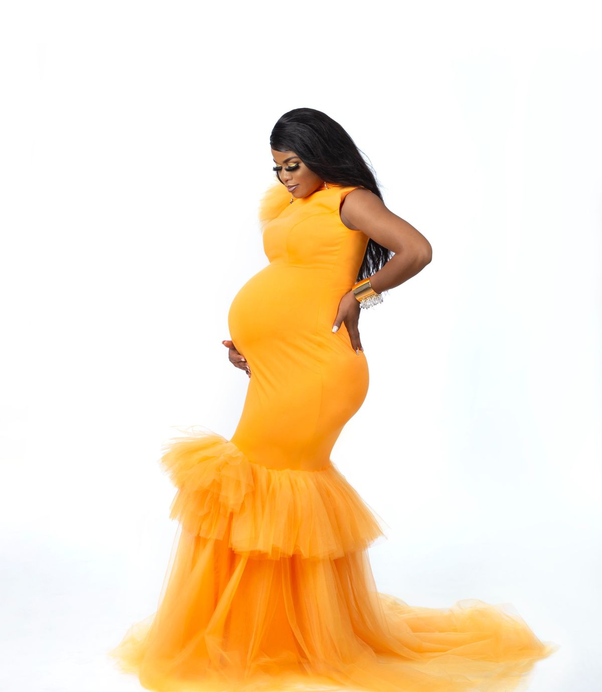 Size 8 Prom High Neck Orange Mermaid Dress on Queenly