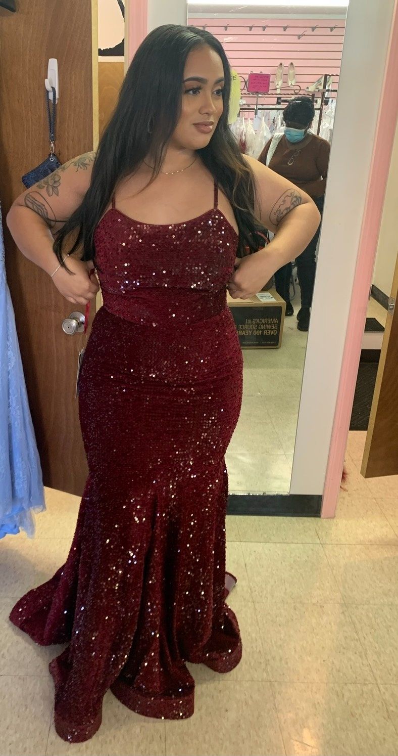 Colette Size 12 Prom Burgundy Red Mermaid Dress on Queenly