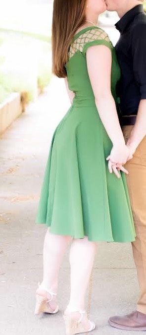 Tatyana Size M Wedding Guest Cap Sleeve Sheer Green Floor Length Maxi on Queenly
