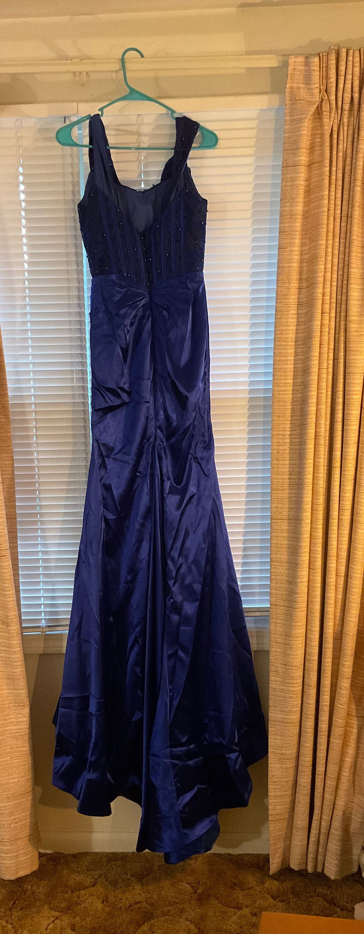 Size 2 Prom Off The Shoulder Sequined Royal Blue Side Slit Dress on Queenly