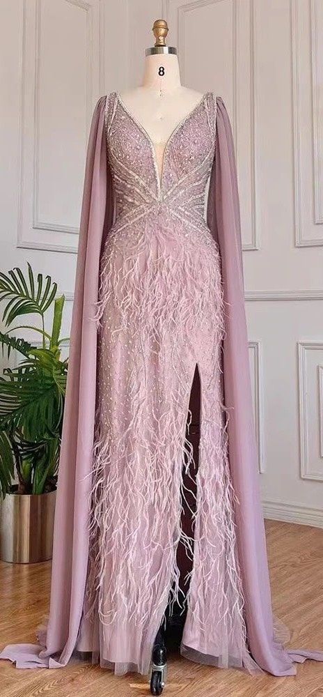 Size 14 Prom Long Sleeve Sequined Light Pink Side Slit Dress on Queenly