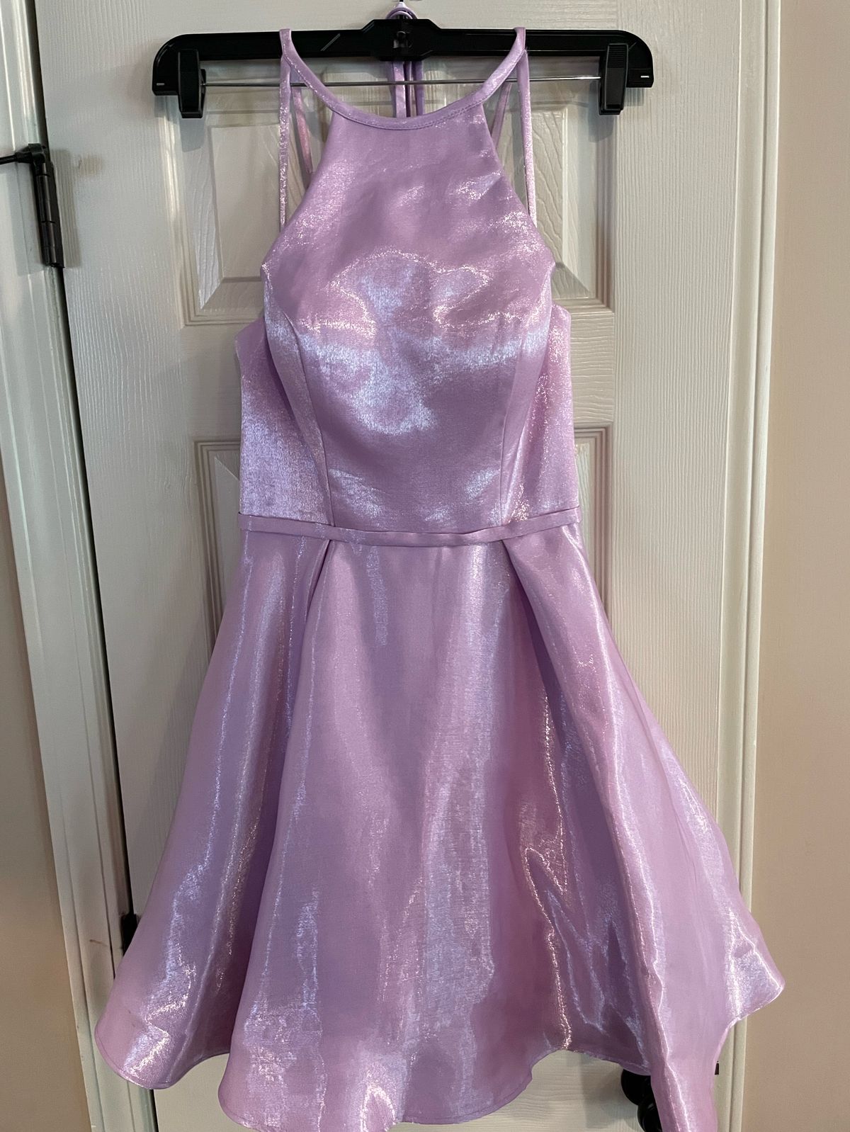 Johnathan Kayne Size 6 Pageant High Neck Purple A-line Dress on Queenly