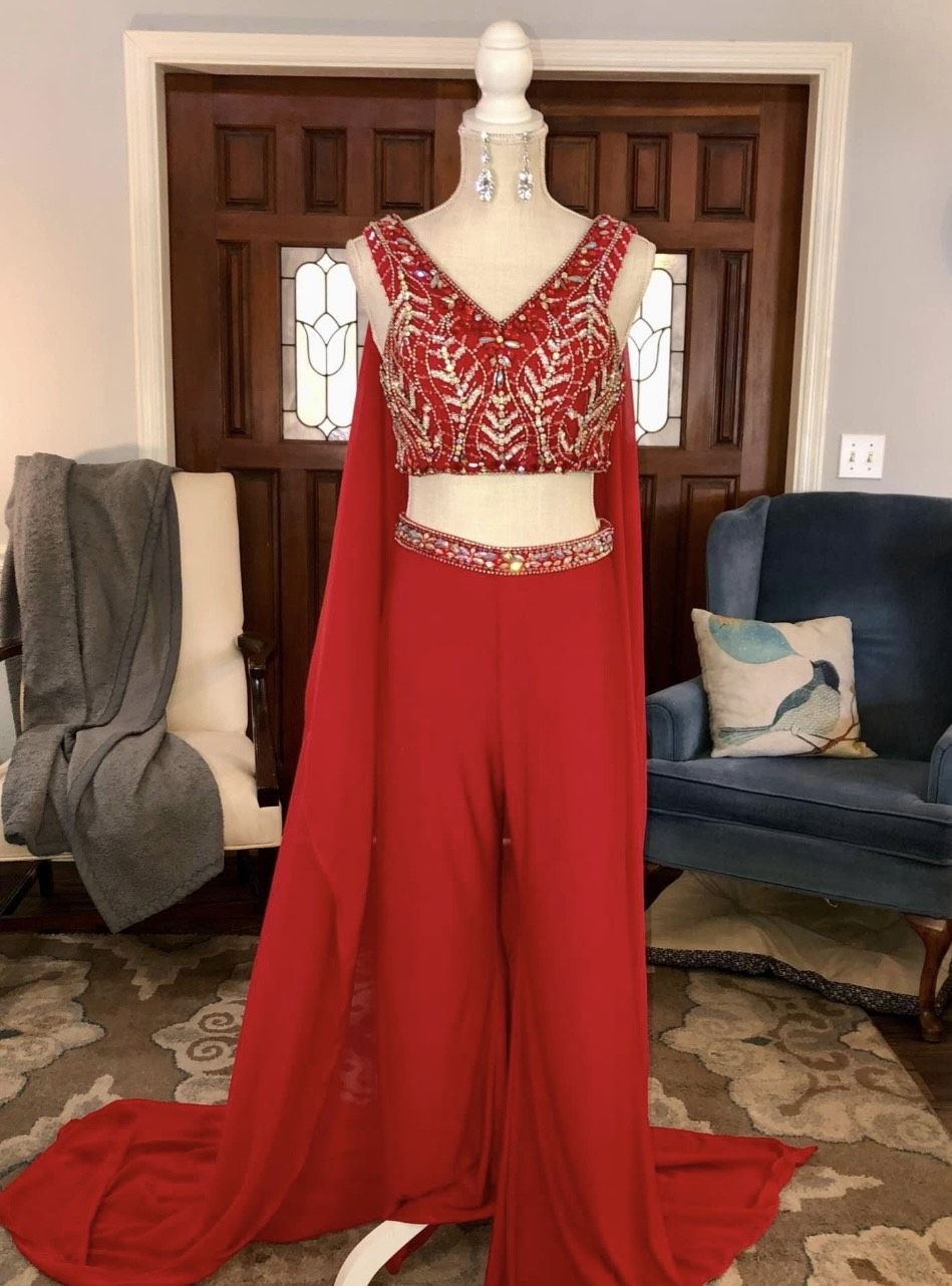 Blush Prom Size 4 Red Formal Jumpsuit on Queenly