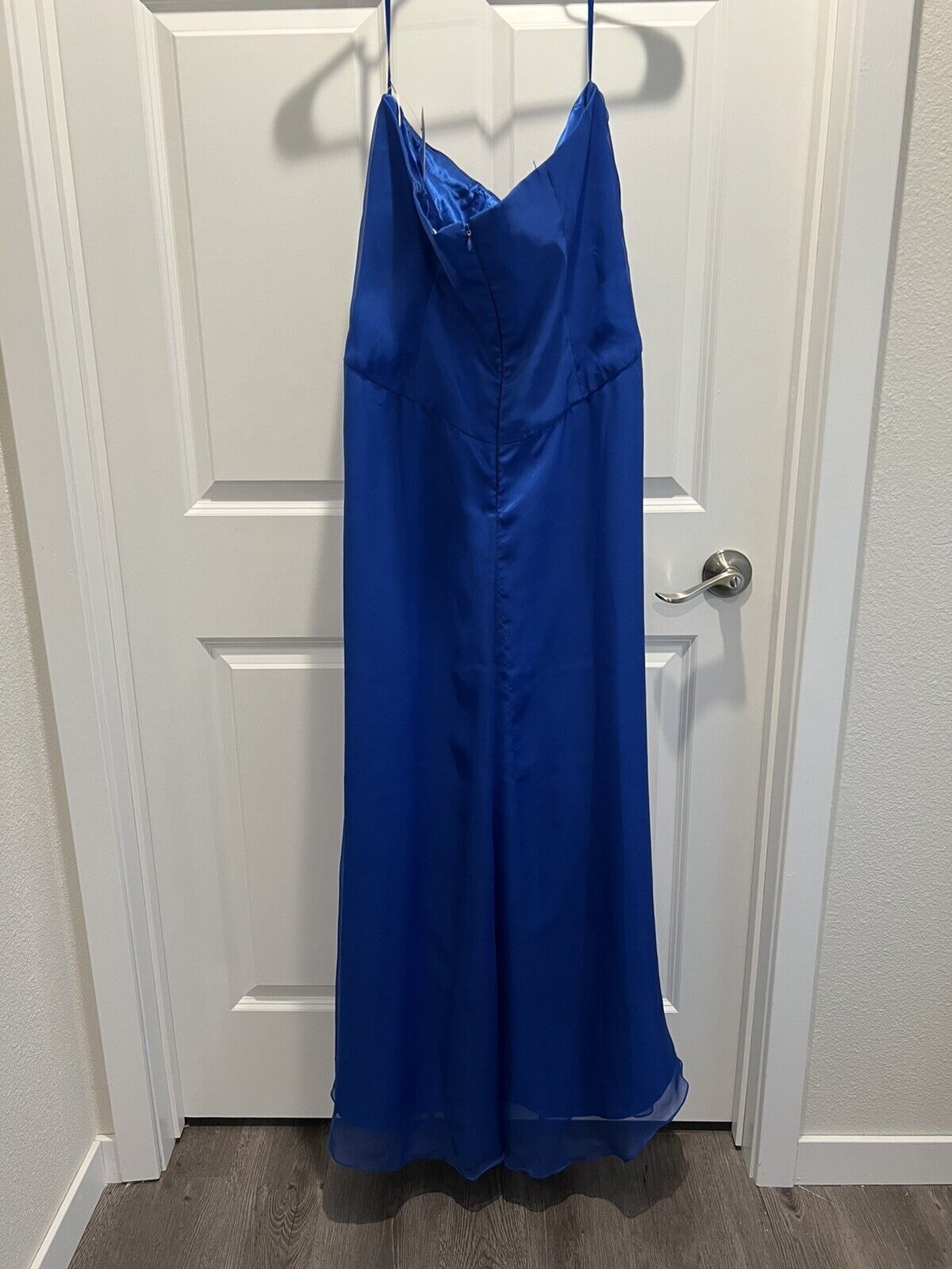 Size 14 Bridesmaid Strapless Blue Floor Length Maxi on Queenly