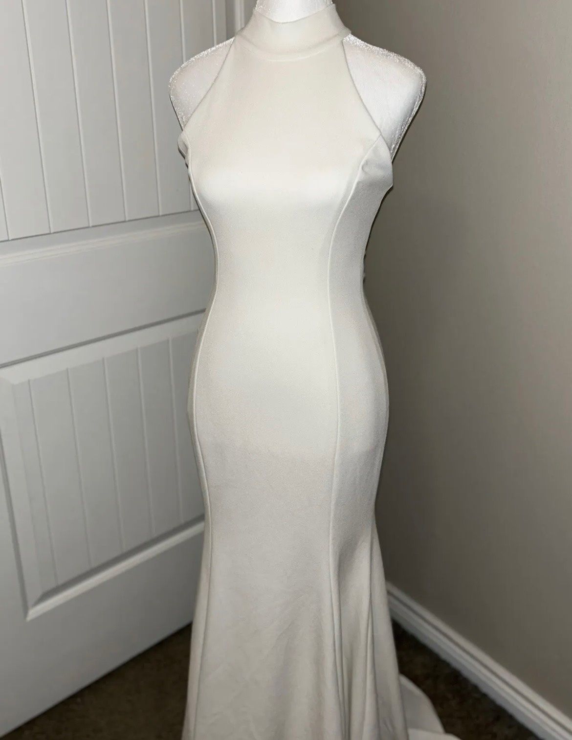 Size S High Neck White Mermaid Dress on Queenly