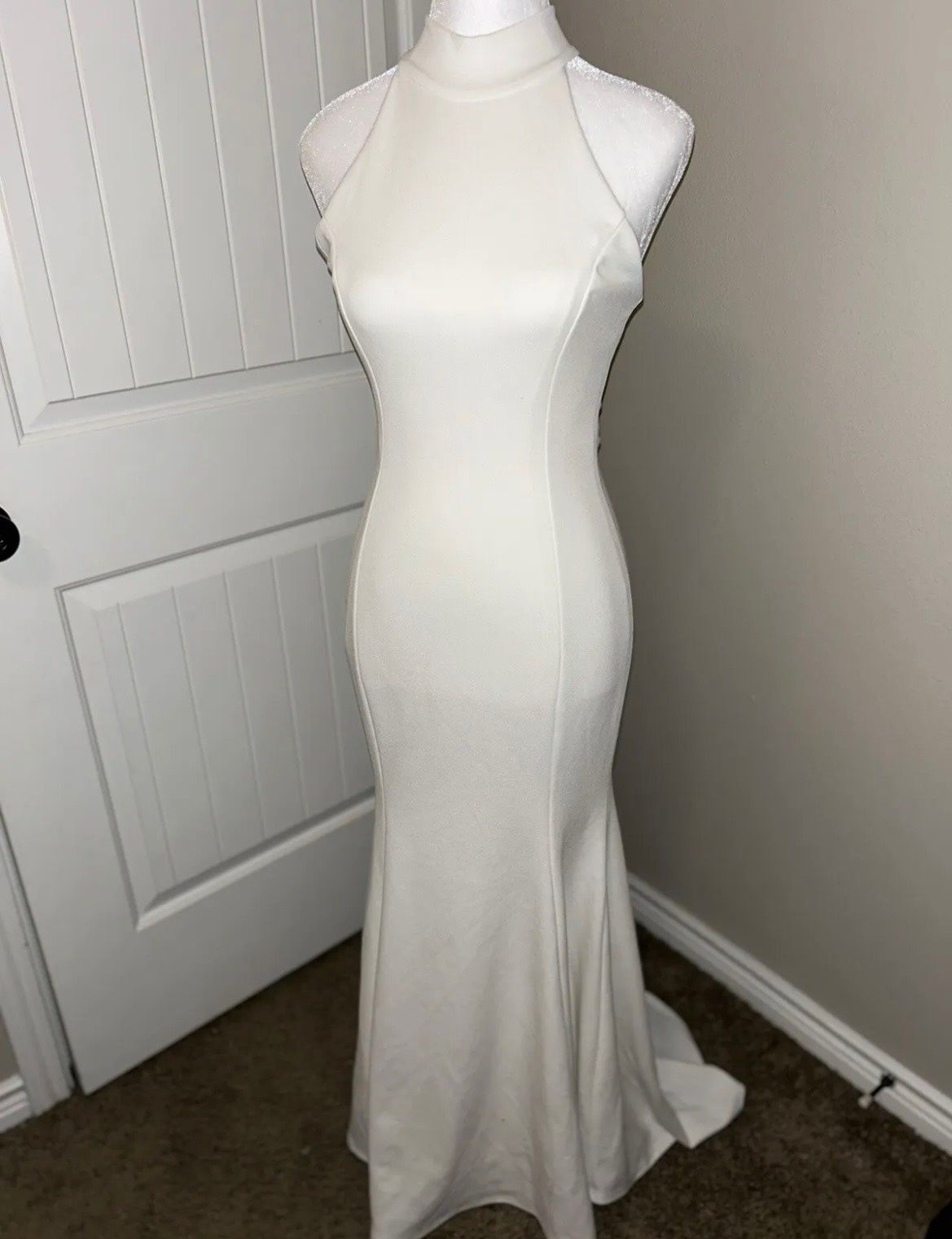 Size S High Neck White Mermaid Dress on Queenly