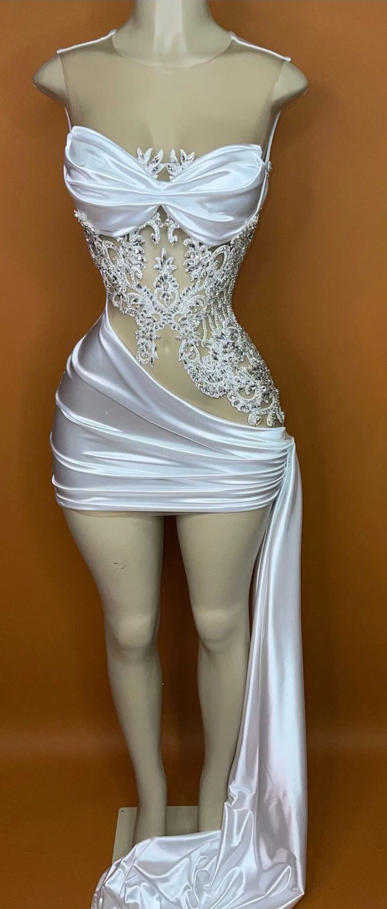 Handmade Size L Prom White Cocktail Dress on Queenly