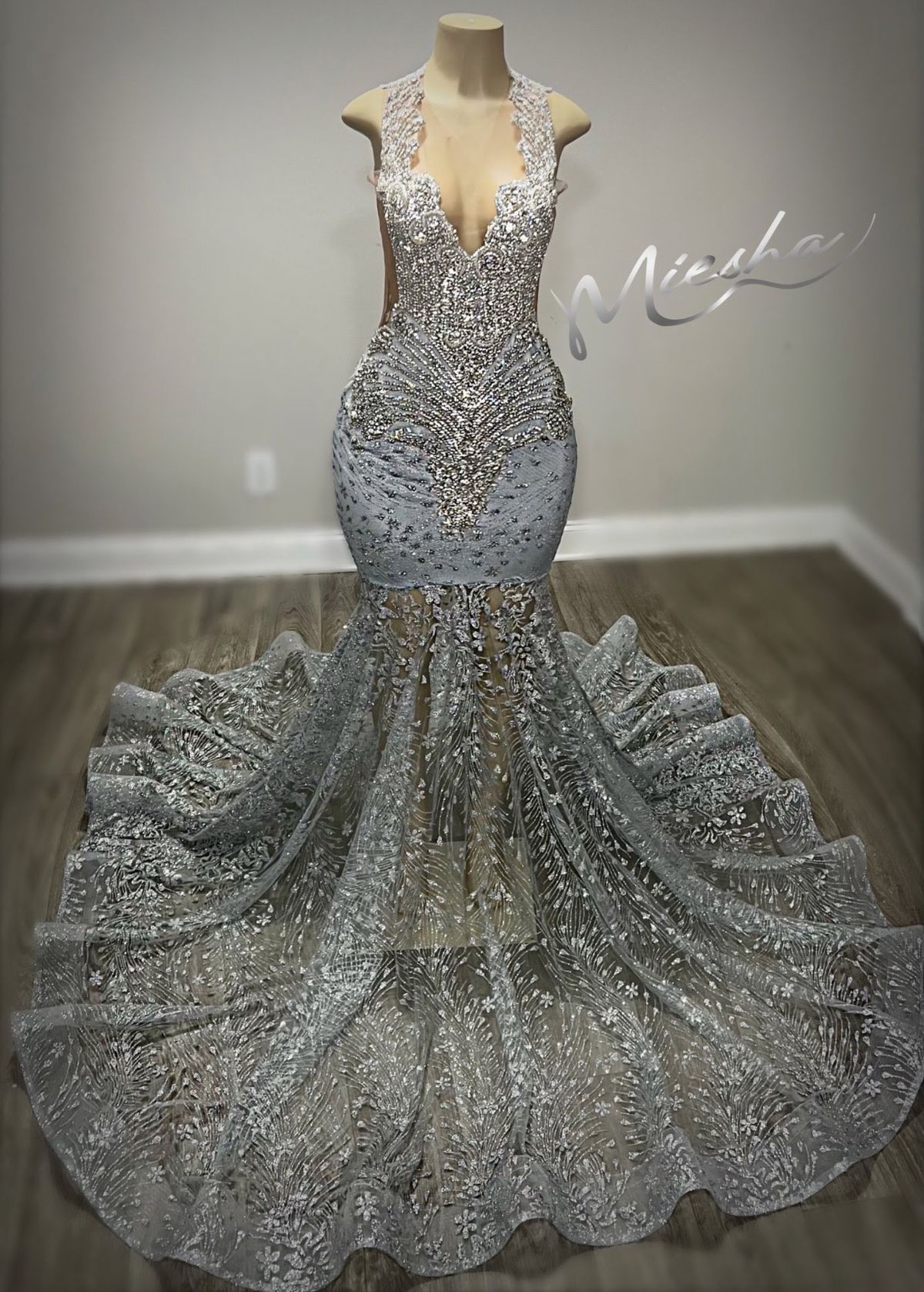 Size S Prom Silver Dress With Train on Queenly