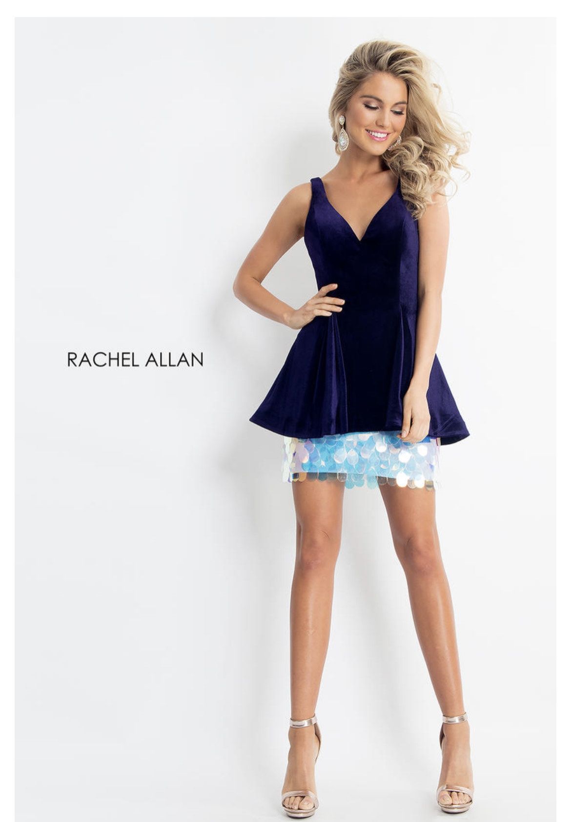 Rachel Allan Size 4 Homecoming Velvet Black Cocktail Dress on Queenly